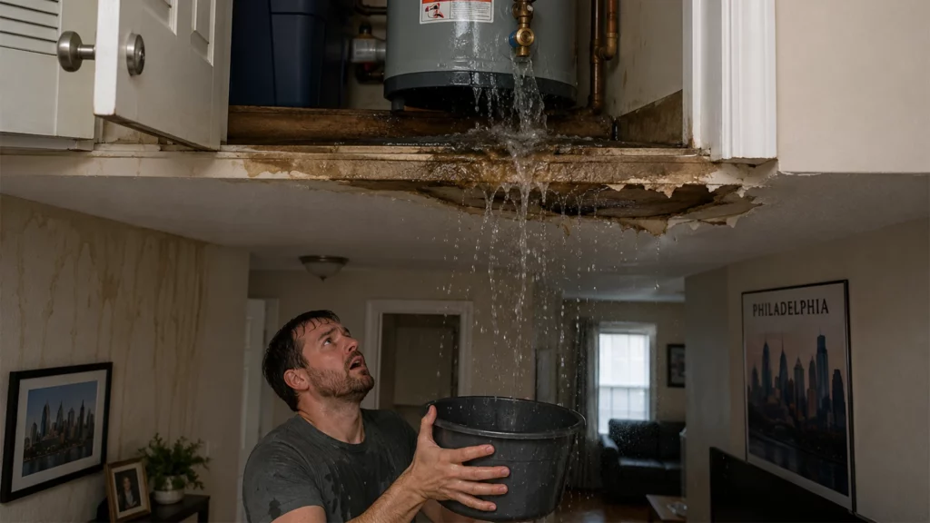 Upstairs Neighbor’s Water Heater Leaking